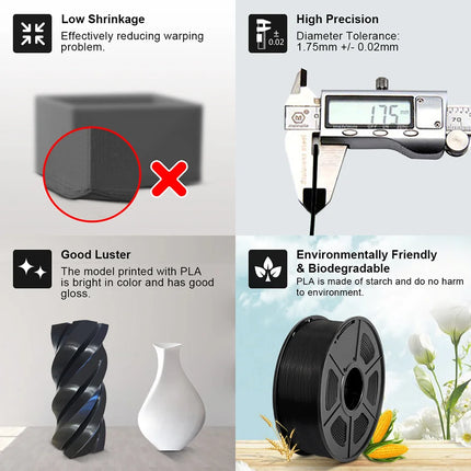 JAYO 3D Printer Filament  PETG PLA HSMPETG PLA PLUS 1.75mm 5Rolls 3D Printing Materials for 100% No Bubble &FDM 3D Pen DIY Gift