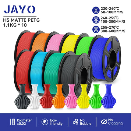 JAYO petg/PLA PLUS/High speed matte PETG /PLA filament 175mm no bubbles smooth multiple colors optional for 3D printing 10Rolls
