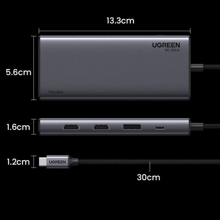 UGREEN Triple Display USB C HUB 10Gbps 4K HDMI Adapter 8-in-1 Splitter with HDMI DP USB3.2 PD 100W Dock for MacBook Pro Air PC
