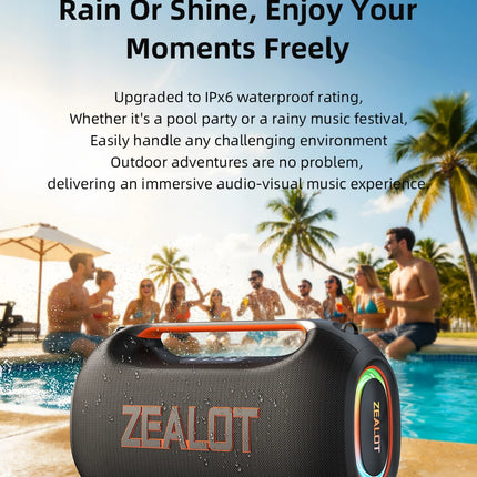 ZEALOT ZE41 250W Bluetooth Subwoofer | 48000mAh Long-Lasting Battery, RGB Lights, OTG Recording, Smart APP Control