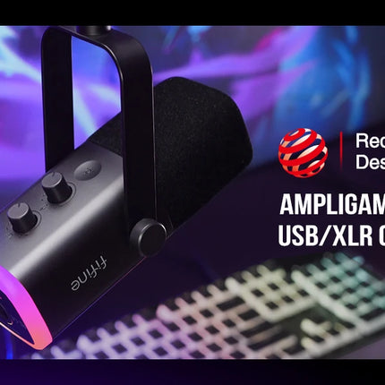 FIFINE USB/XLR Dynamic Microphone with RGB Control/Headphone jack/Mute,MIC for PC Gaming Recording Streaming AmpliGame-AM8