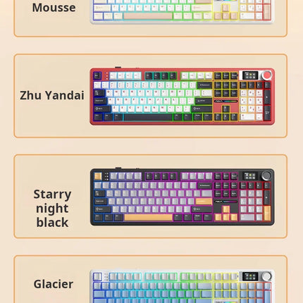 AULA F108 Pro Triple-mode Bluetooth 2.4G Wired Mechanical Keyboard Fully Customizable Hot-swappable Keys Gasket Structure RGB