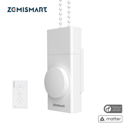 ZemiSmart Matter Thread Roller Shade Driver Rechargeable Motor Works with Homey HomeKit Google Home Assistant SmartThings MTP1