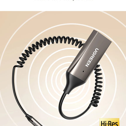 UGREEN Bluetooth 6.0 5.4  Aux Wireless Car Bluetooth USB to 3.5mm Jack Audio Mic Handsfree Adapter for Car Speaker