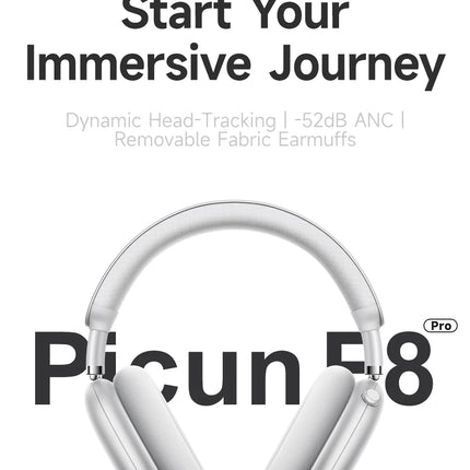 Picun F8 Pro ANC Wireless Headphones Head Tracking 3D Spatial Audio -52dB ANC HIFI Bluetooth Headset ENC HD Mic Low-Latency APP