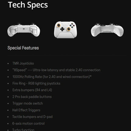 8BitDo Ultimate 2 Wireless 2.4G Gaming Controller with Charging Dock, TMR Joystick Bluetooth Gamepad for PC, Windows ,Android