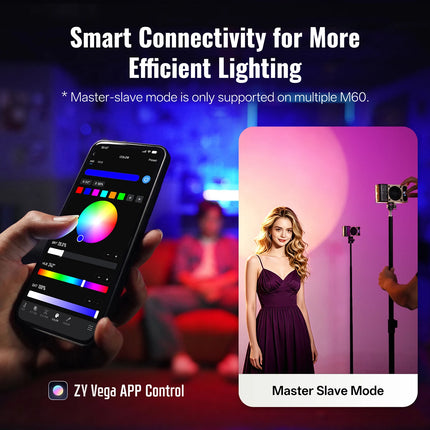ZHIYUN Official FIVERAY M60 Ultra RGB Fill Light 60W Pocket Video Light 2500K~10000K APP Control For Vlog YouTube Live Streaming