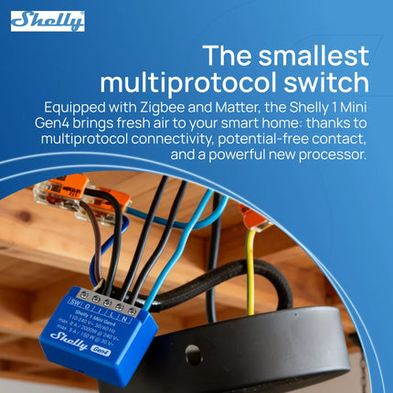 Shelly 1 Mini Gen4 Zigbee Dry Contac Matter Smart Home WiFi Smart Garage Door Smart Life Control Alexa Google Home HomeKit