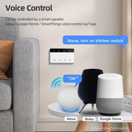 Zemismart Zigbee DIY Name Switch Smart US Touch Light Switch with Horizontal Display Screen Work with Tuya App Alexa Google Home