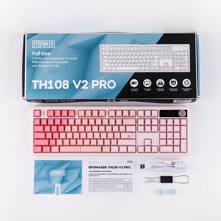 EPOMAKER TH108 V2 PRO 100% ANSI US Layout Wired/Bluetooth/2.4Ghz Wireless Mac Modifier Mechanical Keyboard with Screen & Knob