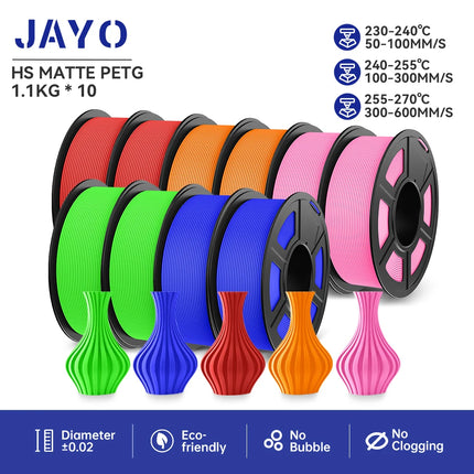 JAYO petg/PLA PLUS/High speed matte PETG /PLA filament 175mm no bubbles smooth multiple colors optional for 3D printing 10Rolls