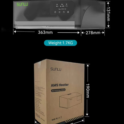 SUNLU AMS Heater,20min to 70°C,Dry&Print Simultaneously.Dual-Duct, Uniform Heat. Full AMS Compatibility,Smart Humidity,Fast Ship