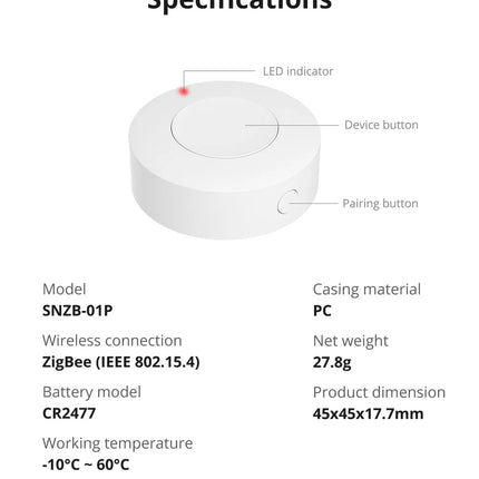 SONOFF SNZB-01P Smart Zigbee Wireless Switch 1-10PCS Smart Scene via eWeLink Two-Way Control with TX Ultimate NSPanel Pro Switch