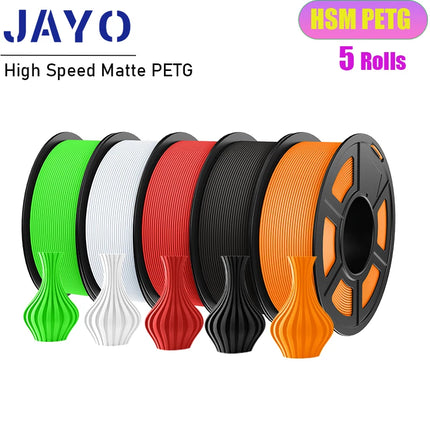 JAYO 3D Printer Filament  PETG PLA HSMPETG PLA PLUS 1.75mm 5Rolls 3D Printing Materials for 100% No Bubble &FDM 3D Pen DIY Gift