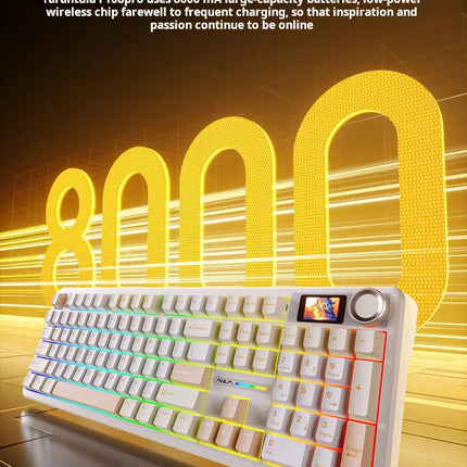AULA F108 Pro Triple-mode Bluetooth 2.4G Wired Mechanical Keyboard Fully Customizable Hot-swappable Keys Gasket Structure RGB