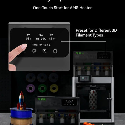 SUNLU AMS Heater 3D Filament Dryer Enables Simultaneous Printing & Drying Easy Installation Compatible with Bambu Lab AMS Gen 1