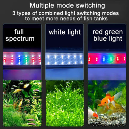 Aquarium LED Fish Tank Light, 3 Color Full Spectrum Adjustable Water Plant Lamp, Telescopic Clip-On Light for 18-75cm Aquariums