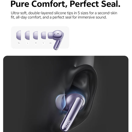 QCY MeloBuds N70 Adaptive ANC Wireless Earbuds Bluetooth 6.0 LDAC Hi-Res Audio 6 Mics Wireless Charging Earphones 50Hrs IPX5