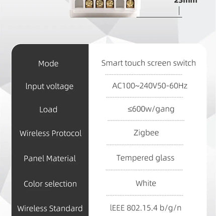 Zemismart Zigbee DIY Name Switch Smart US Touch Light Switch with Horizontal Display Screen Work with Tuya App Alexa Google Home