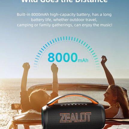 Zealot-P12 Speaker 60W Portable Bluetooth Speaker with IPX6 Waterproof, Comfortable handle,Controllable lighting,TF,USB