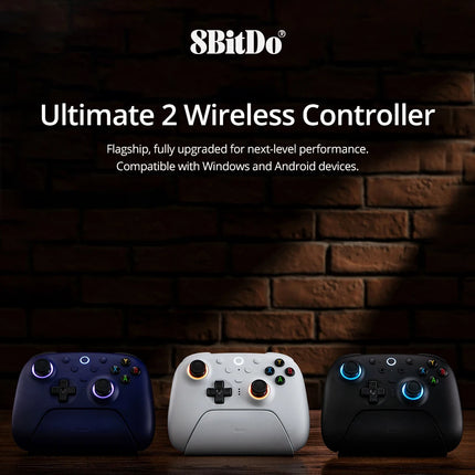 8BitDo Ultimate 2 Wireless 2.4G Gaming Controller with Charging Dock, TMR Joystick Bluetooth Gamepad for PC, Windows ,Android