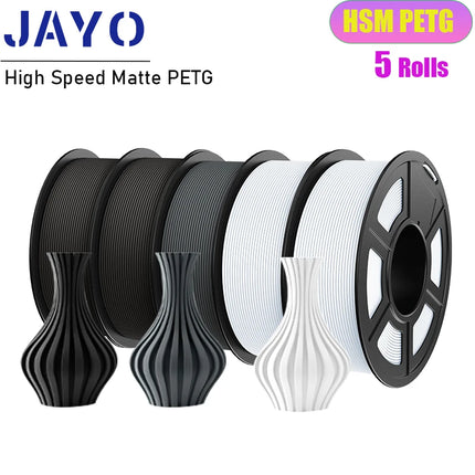 JAYO 3D Printer Filament  PETG PLA HSMPETG PLA PLUS 1.75mm 5Rolls 3D Printing Materials for 100% No Bubble &FDM 3D Pen DIY Gift