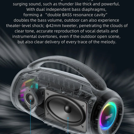 Zealot-P12 Speaker 60W Portable Bluetooth Speaker with IPX6 Waterproof, Comfortable handle,Controllable lighting,TF,USB