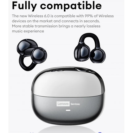Lenovo LE302 Wireless Bluetooth 6.0 Headset Long Battery Life Sports Ear Clip Earphones HIFI Stereo Noise Cancelling Headphones