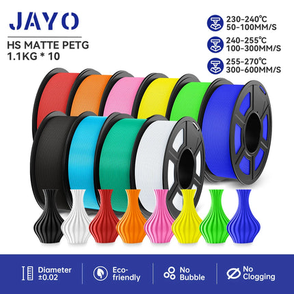 JAYO petg/PLA PLUS/High speed matte PETG /PLA filament 175mm no bubbles smooth multiple colors optional for 3D printing 10Rolls