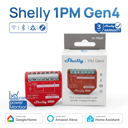 Shelly 1PM Gen4 Zigbee Dispositivos Matter Smart Switch IOT WiFi With Power Monitoring Compatible Alexa Homekit Google Home