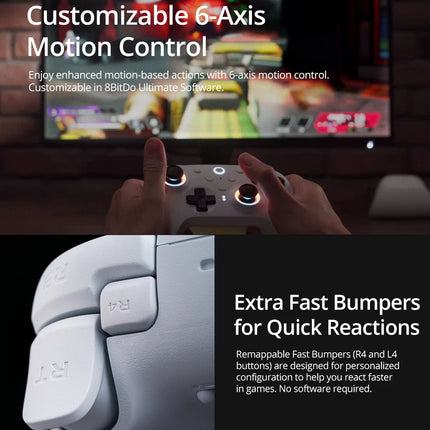 8BitDo Ultimate 2 Wireless 2.4G Gaming Controller with Charging Dock, TMR Joystick Bluetooth Gamepad for PC, Windows ,Android