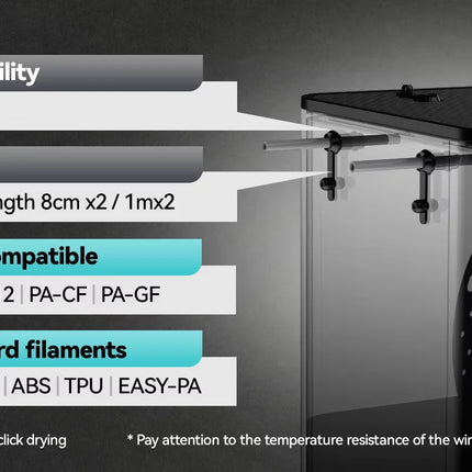 SUNLU E2 3D Filament Dryer Support 1KG Or 3KG PLA PETG PLA + Up to 110℃ Max Capacity 372×192mm×186mm