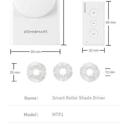 ZemiSmart Matter Thread Roller Shade Driver Rechargeable Motor Works with Homey HomeKit Google Home Assistant SmartThings MTP1