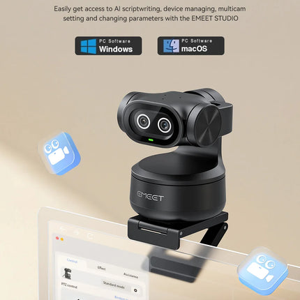 4K Webcam PTZ Web Camera EMEET PIXY Dual-Camera AI Tracking Video Camera for Streaming With SonySensor Gesture Control Autofocus