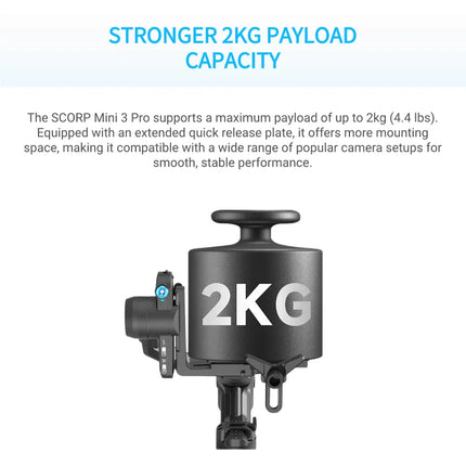 FeiyuTech SCORP Mini 3 Pro Camera Gimbal Stabilizer, AI Tracking, Detachable Handle, Vlogging, Mirrorless Action Cameras, Phones