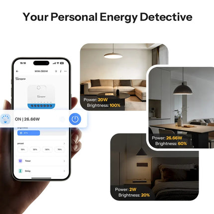 SONOFF MINI-ZBDIM Extreme Zigbee Smart Dimmer Switch Wide Lighting Compatibility Real-Time Power Monitoring Overheat Protection