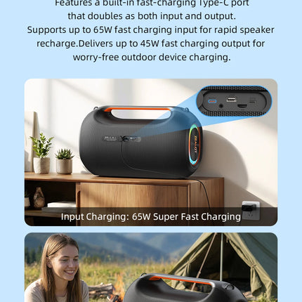 ZEALOT ZE41 250W Bluetooth Subwoofer | 48000mAh Long-Lasting Battery, RGB Lights, OTG Recording, Smart APP Control