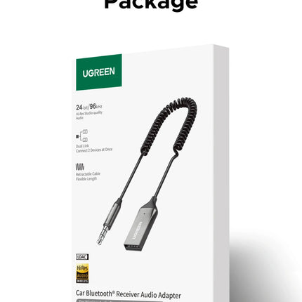 UGREEN Bluetooth 6.0 5.4  Aux Wireless Car Bluetooth USB to 3.5mm Jack Audio Mic Handsfree Adapter for Car Speaker