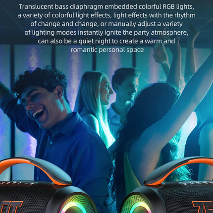 Zealot-P12 Speaker 60W Portable Bluetooth Speaker with IPX6 Waterproof, Comfortable handle,Controllable lighting,TF,USB