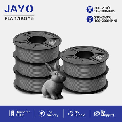 JAYO 3D Printer Filament  PETG PLA HSMPETG PLA PLUS 1.75mm 5Rolls 3D Printing Materials for 100% No Bubble &FDM 3D Pen DIY Gift