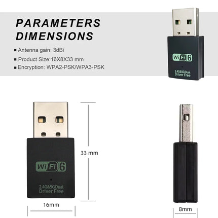 Bluetooth 5.3 AX900 Wifi 6 Adapter Mini USB WIFI 6 Dongle Network Card 2.4GHz Cle Wi-Fi Lan Adapter Driver Free PC Receiver