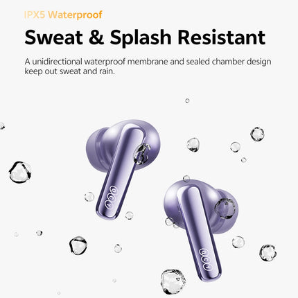 QCY MeloBuds N70 Adaptive ANC Wireless Earbuds Bluetooth 6.0 LDAC Hi-Res Audio 6 Mics Wireless Charging Earphones 50Hrs IPX5