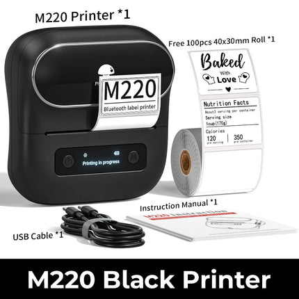 Phomemo M220 Bluetooth Thermal Label Printer 20-75mm Portable 203DPI Label Maker for Barcode Address Mailing File Labels