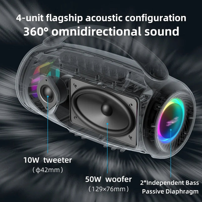 Zealot-P12 Speaker 60W Portable Bluetooth Speaker with IPX6 Waterproof, Comfortable handle,Controllable lighting,TF,USB