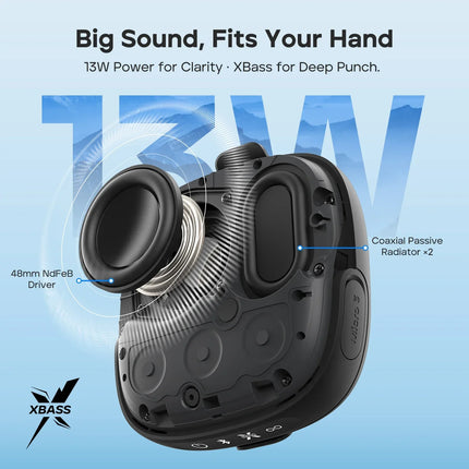 Tribit StormBox Micro 3 Wireless Speaker,13W XBass Sound,BT 6.0, 24H Playtime,IP68,TWS,Strap & Magnetic Mount for Bike/Outdoor