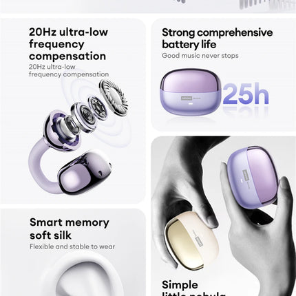 Lenovo LE302 Wireless Bluetooth 6.0 Headset Long Battery Life Sports Ear Clip Earphones HIFI Stereo Noise Cancelling Headphones