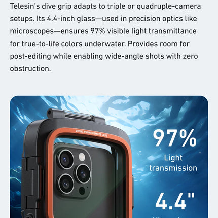 TELESIN Diving Waterproof Phone Case Universal Phone Camera Shoot Hand Grip Holder Shooting Aid Remote Control Handle