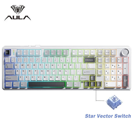 AULA F99 PRO Wireless Gaming Mechanical Keyboard Tri Mode Hot Swappable 99 Keys Gasket Structure Custom Keyboard with Media Knob