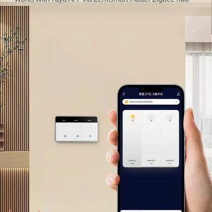 Zemismart Zigbee DIY Name Switch Smart US Touch Light Switch with Horizontal Display Screen Work with Tuya App Alexa Google Home
