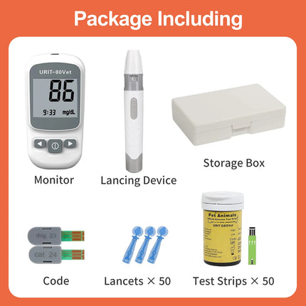 Glucose Monitoring Kit for Dogs & Cats, Pet Blood Sugar Monitor with Pain-Free & Easy Shuttle, No-Coding Kits
